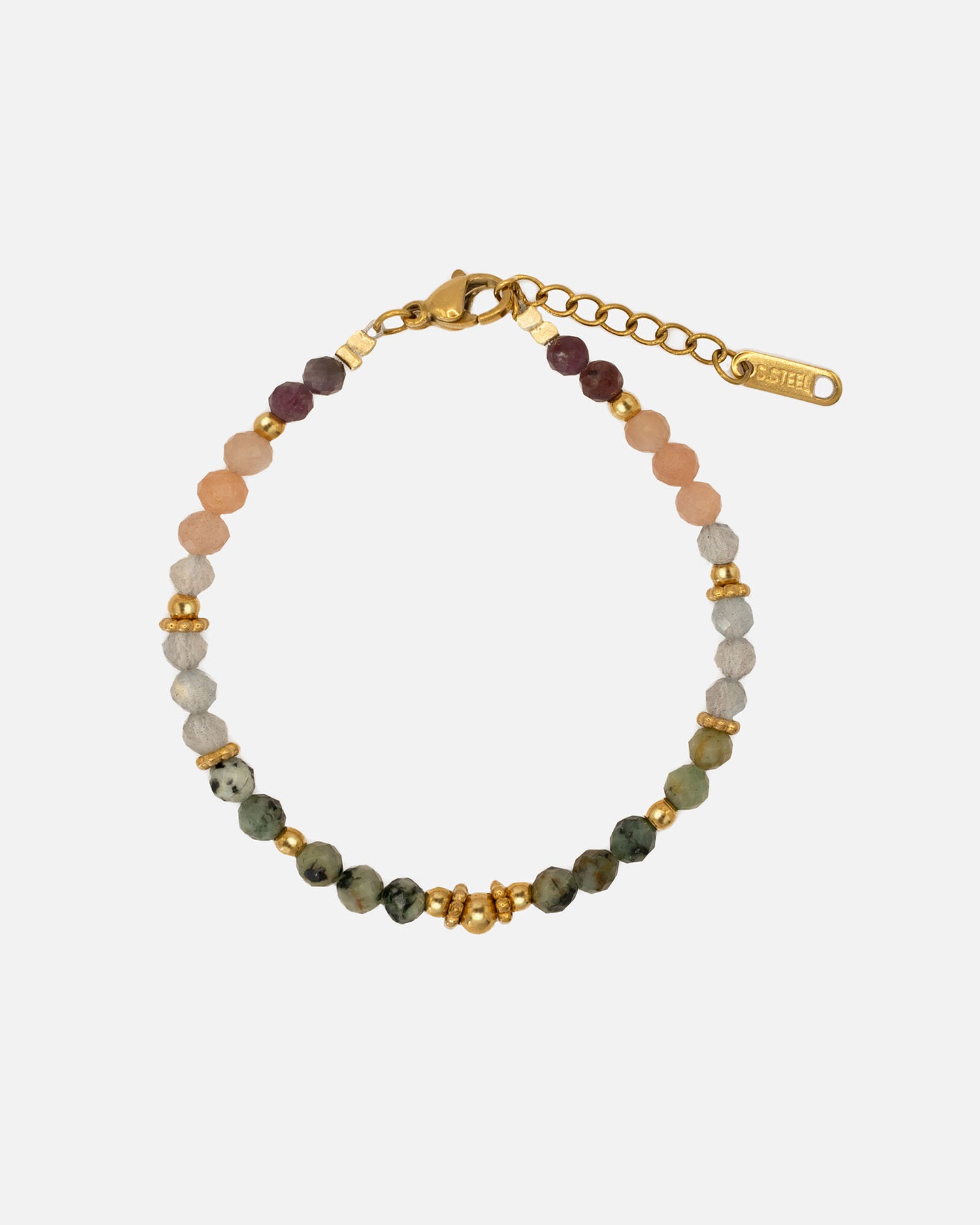 Avelyn Armband mit afrikanischem Türkis, Sunstone, Labradorit und Granat, 18K vergoldeter Edelstahl, wasserfest