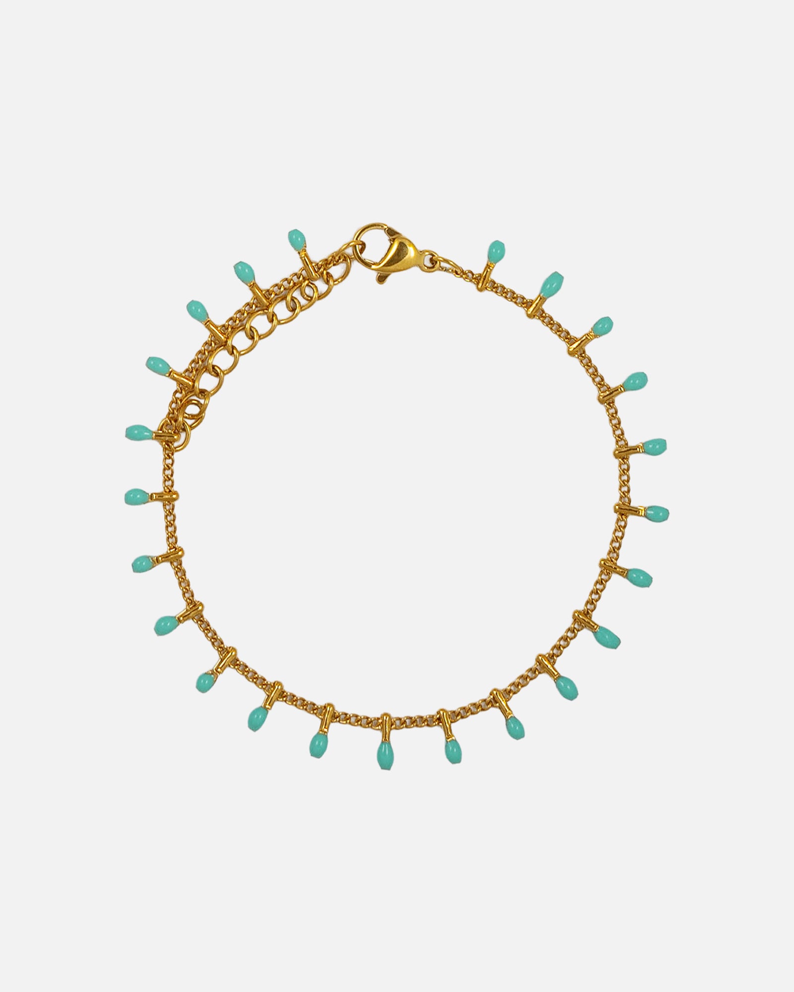 Armband Mizu aus 18K vergoldetem Edelstahl mit türkisen Emaille-Elementen von KOHO