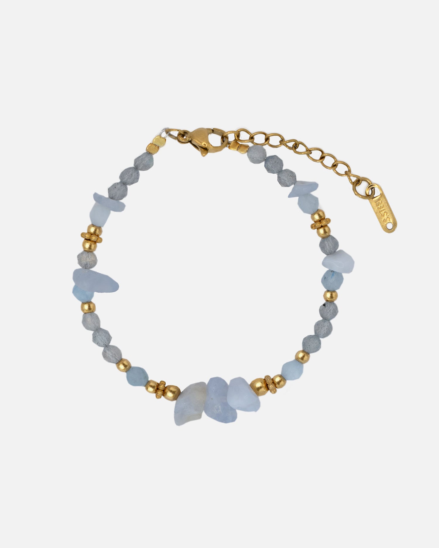 Nivara Armband mit Aquamarin und Flash-Labradorit, 18K vergoldeter Edelstahl, wasserfest