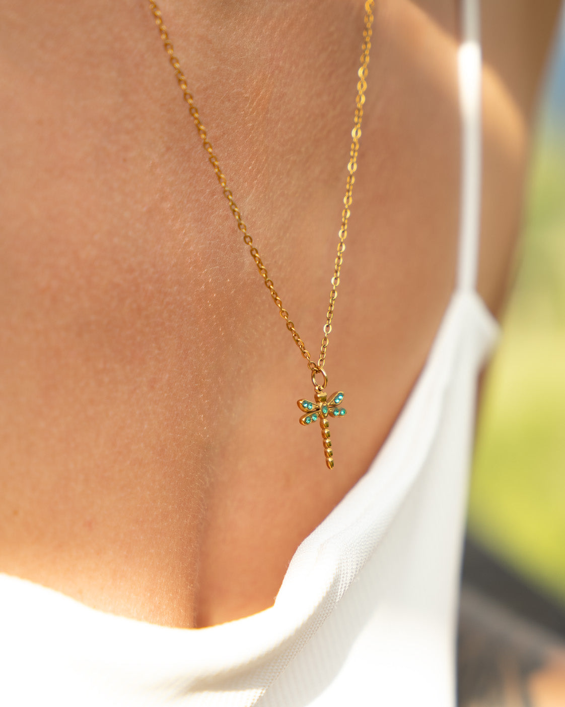 Halskette Libelle Gold mit Zirkons Steinen