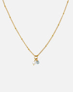 Halskette Gold mit Aquamarin Anhänger und Süsswasserperle