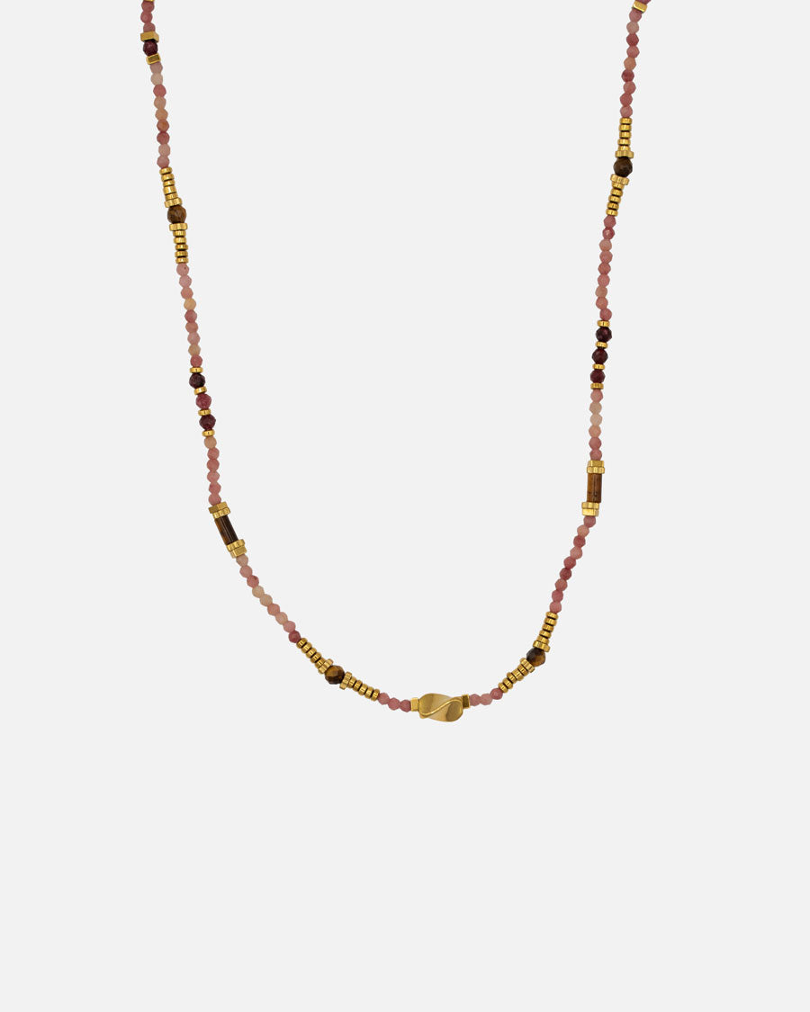 Halskette Sienna Gold mit Amethyst Rosenquarz Tigerauge und 18K vergoldeten Edelstahldetails