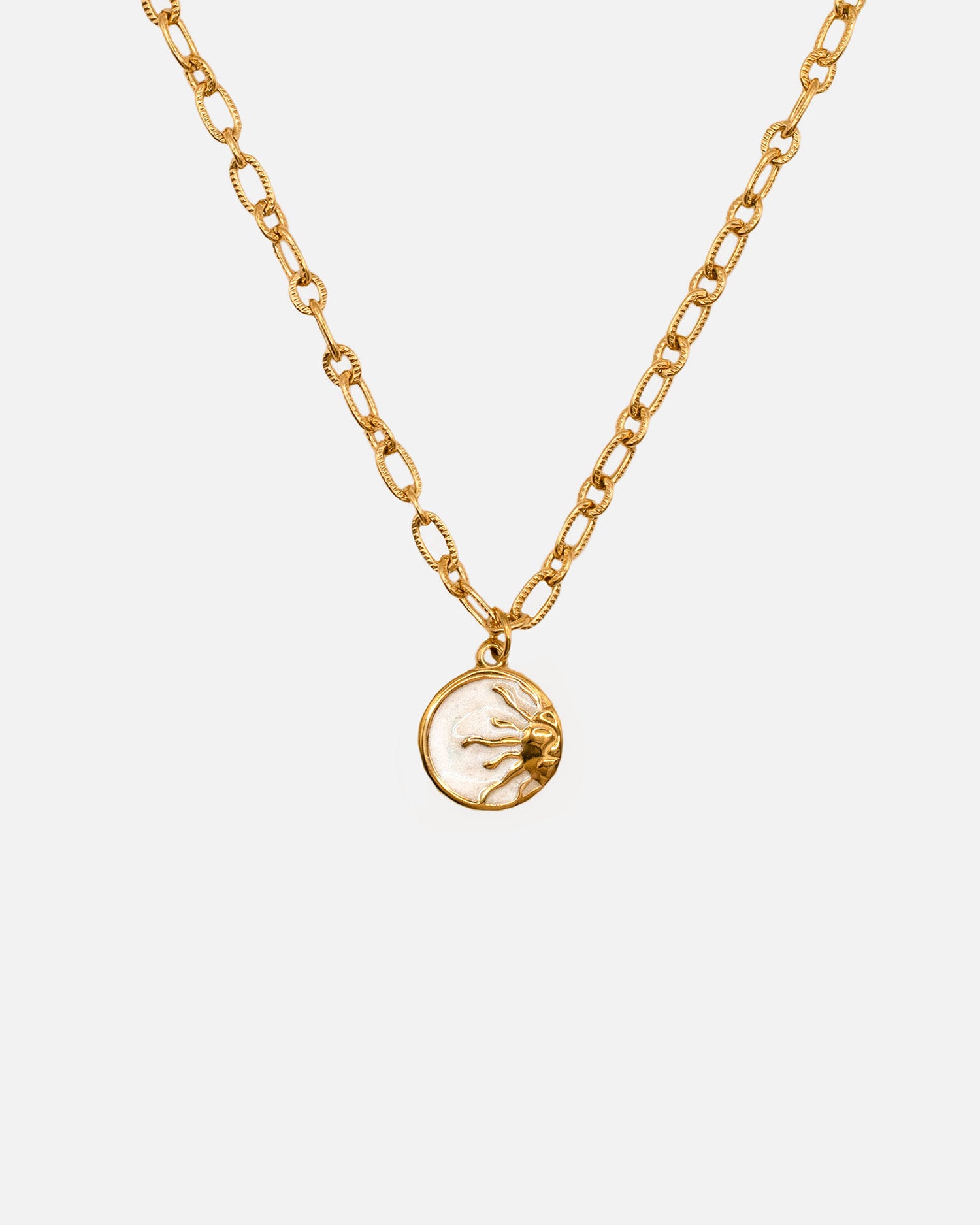 Halskette Sol aus vergoldetem Edelstahl mit Sonnenanhänger