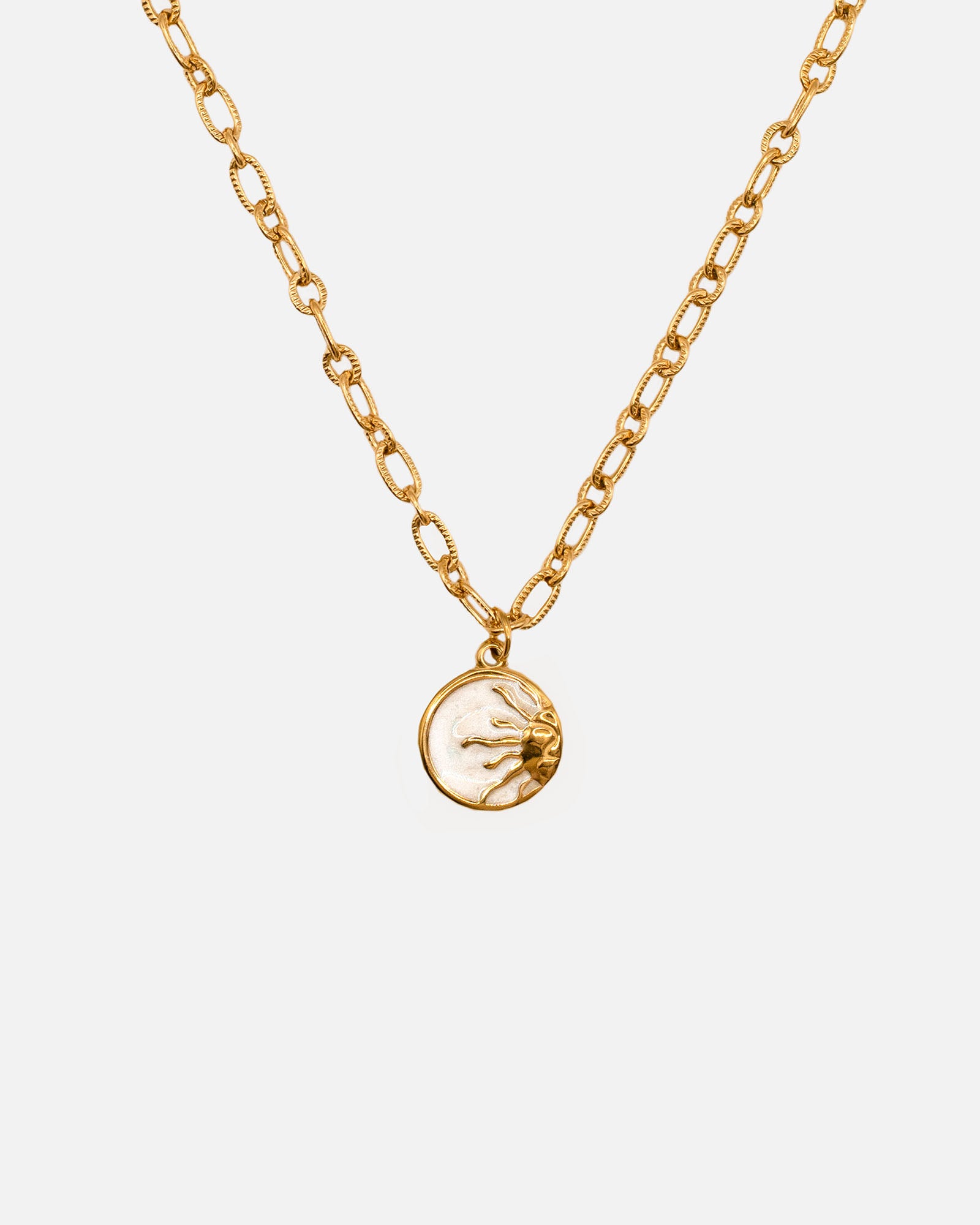 Halskette Sol aus vergoldetem Edelstahl mit Sonnenanhänger