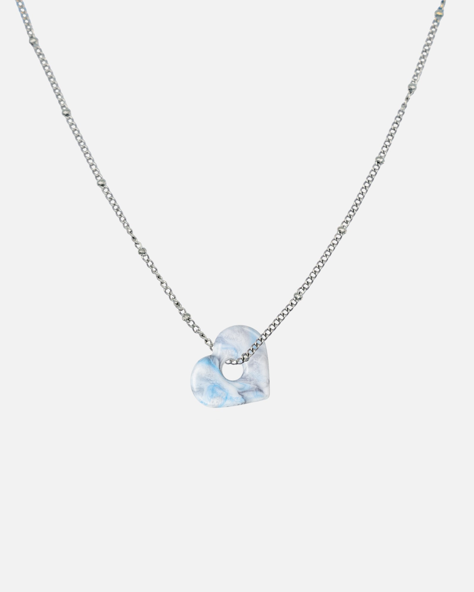 Silber Halskette Anura Charm recyeltes Meeresplastik Herz Anhänger hellblau