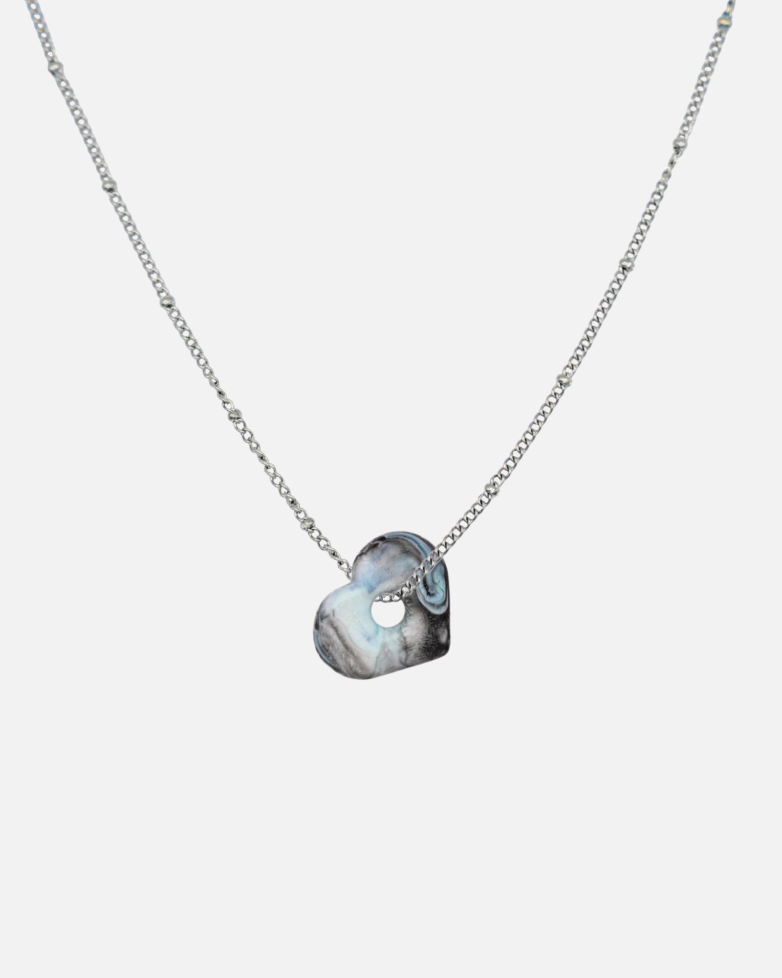 Silber Halskette Anura Charm recyeltes Meeresplastik Herz Anhänger türkis schwarz