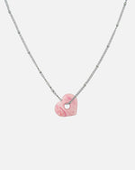 Silber Halskette Anura Charm recyeltes Meeresplastik Herz Anhänger rosa