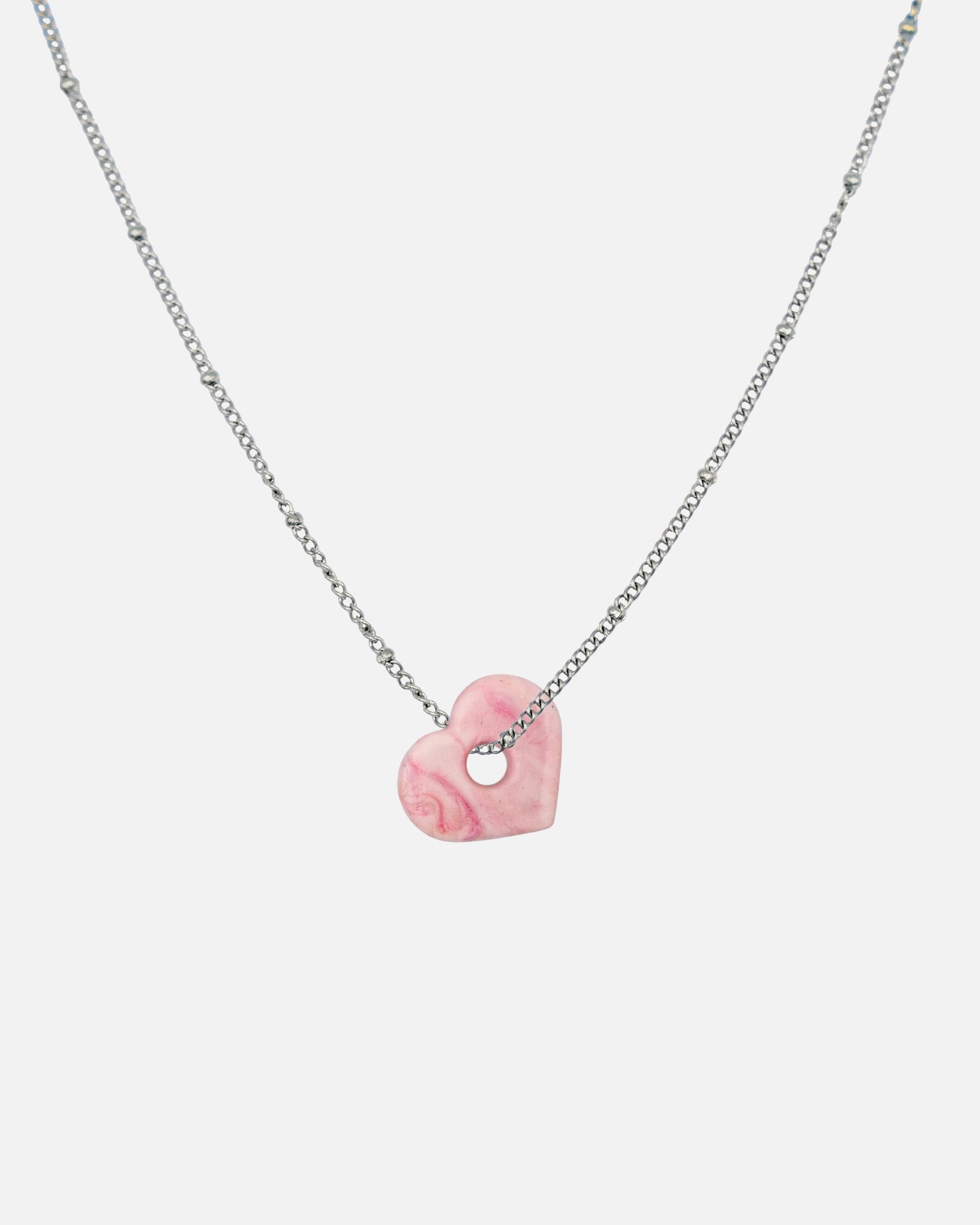 Silber Halskette Anura Charm recyeltes Meeresplastik Herz Anhänger rosa