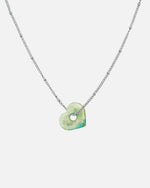 Silber Halskette Anura Charm recyeltes Meeresplastik Herz Anhänger Grün Blau