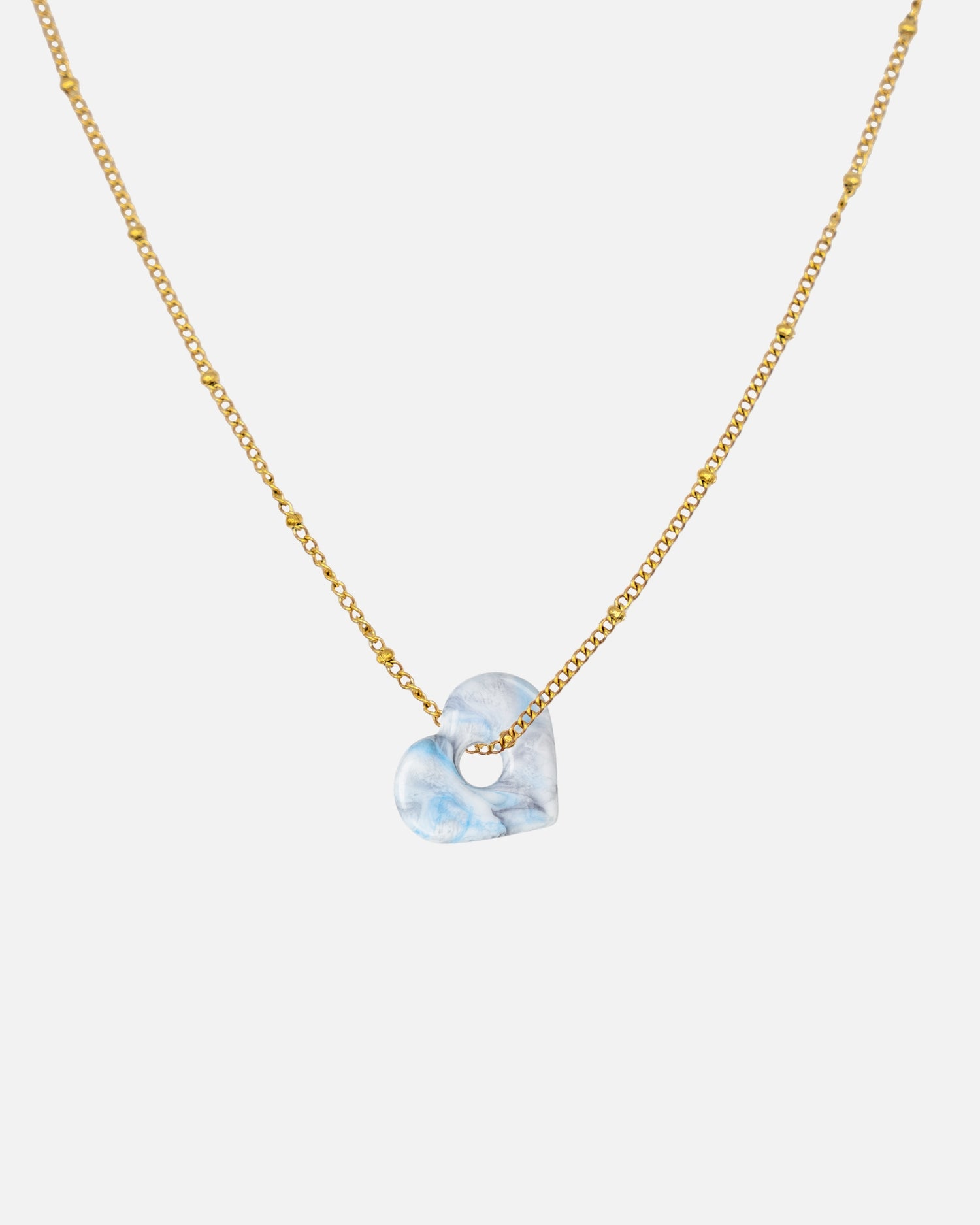Gold Halskette Anura Charm recyeltes Meeresplastik Herz Anhänger hellblau