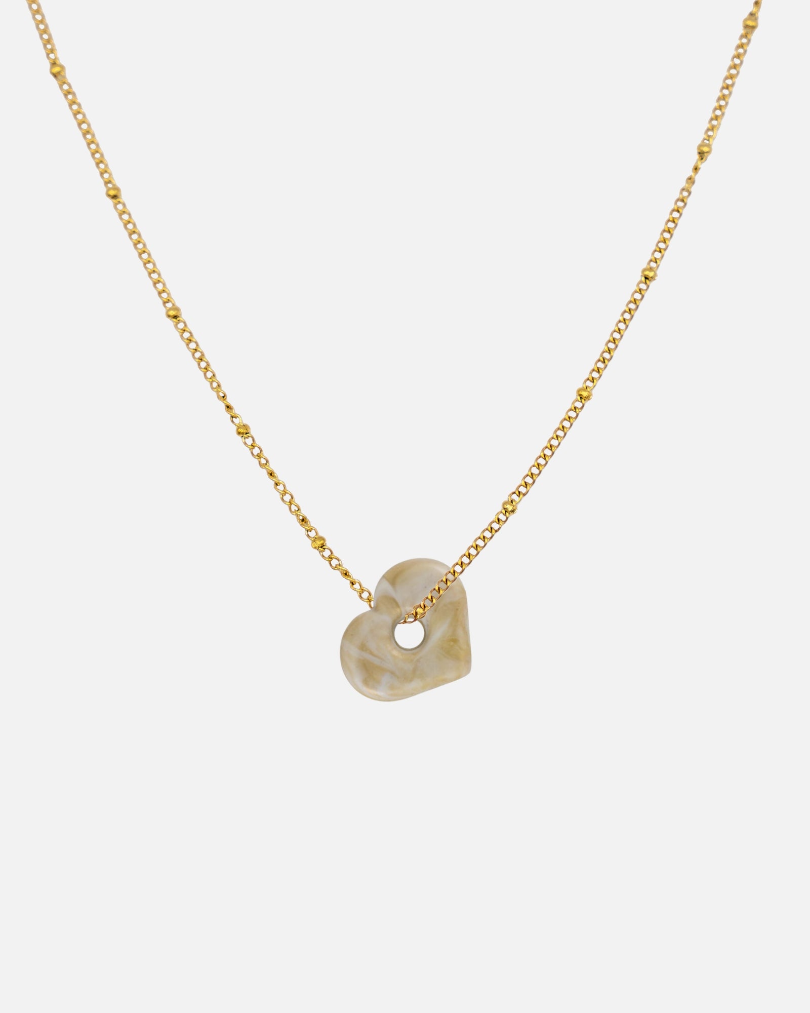 Gold Halskette Anura Charm recyeltes Meeresplastik Herz Anhänger Gold braun