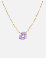 Gold Halskette Anura Charm recyeltes Meeresplastik Herz Anhänger Violett