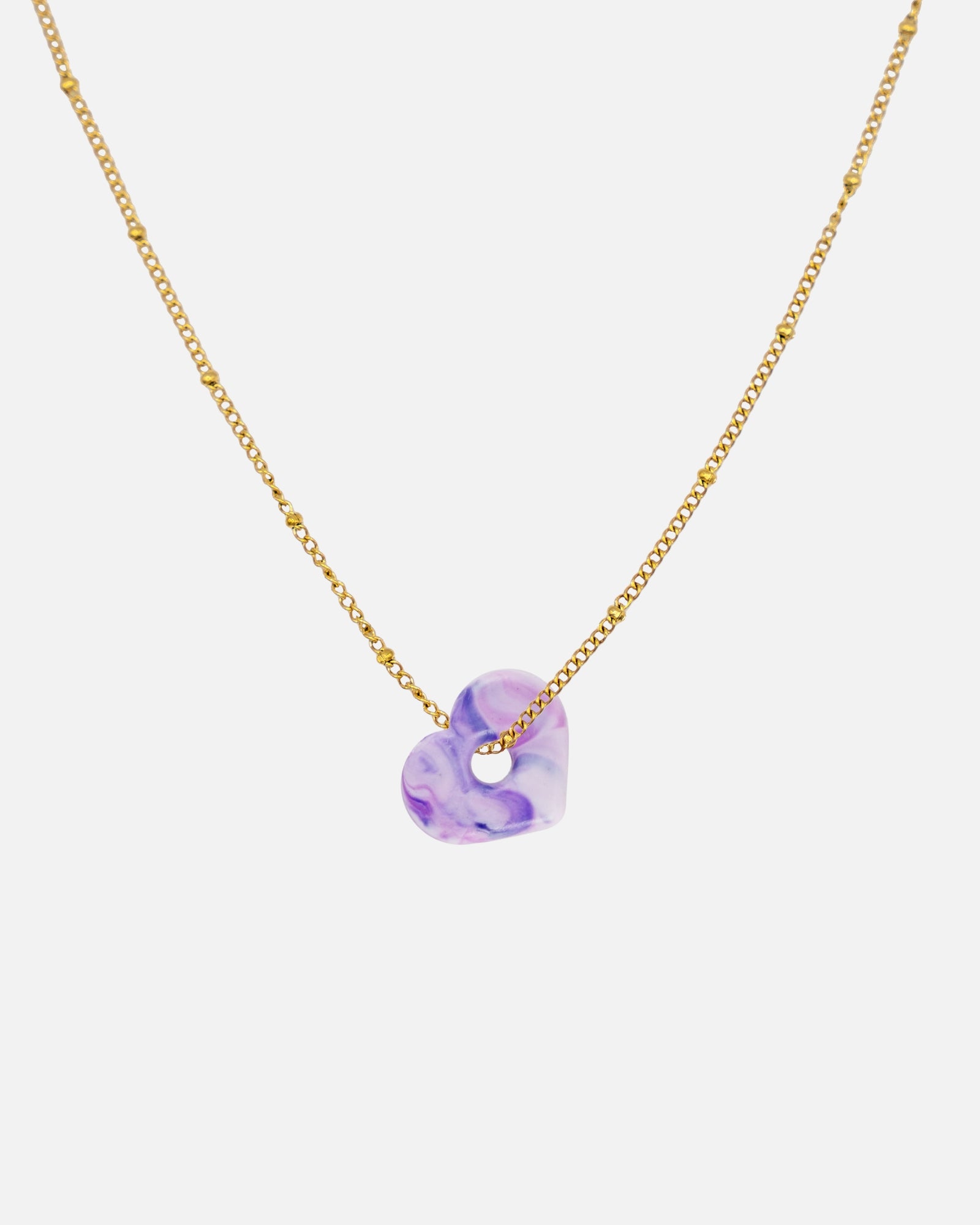 Gold Halskette Anura Charm recyeltes Meeresplastik Herz Anhänger Violett