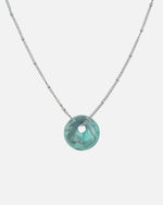 Halskette Edelstahl silber mit türkis  Kaori Charm aus recyceltem Meeresplastik