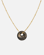 Halskette Gold Satelite mit Kaori Charm schwarz-gold marmoriert