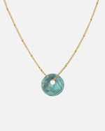 Halskette Edelstahl Gold mit türkis  Kaori Charm aus recyceltem Meeresplastik
