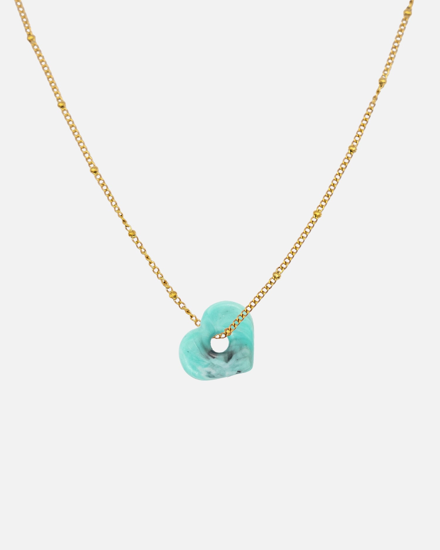 Halskette Edelstahl Gold mit türkis  Anura Charm aus recyceltem Meeresplastik