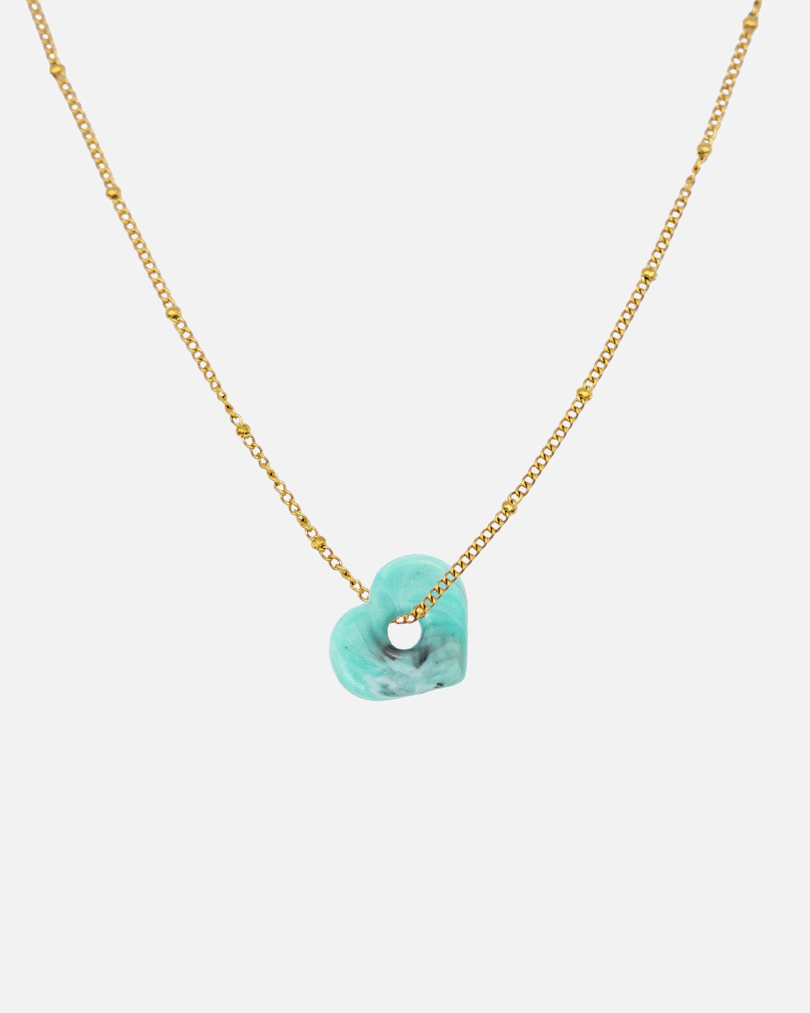 Halskette Edelstahl Gold mit türkis  Anura Charm aus recyceltem Meeresplastik