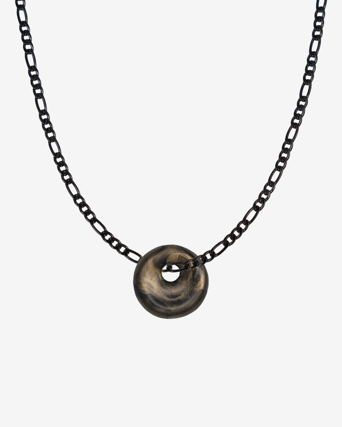 Halskette Schwarz Figaro Look mit Mali Charm schwarz-gold marmoriert