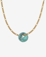 Halskette Figaro Edelstahl Gold mit türkis  Kaori Charm aus recyceltem Meeresplastik