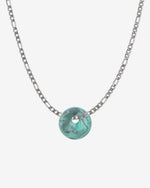 Halskette Figaro Edelstahl Silber mit türkis Kaori Charm aus recyceltem Meeresplastik