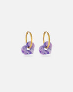 KOHO Hoops Anura Gold mit lilafarbenem Charm aus recyceltem Meeresplastik