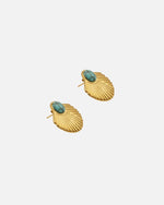 Gold Ohrstecker Muschel Form mit grünem Stein