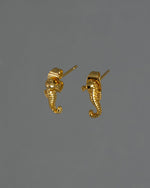 Ohrstecker Mini Seahorse Gold aus 18K vergoldetem Edelstahl mit Seepferdchen-Design