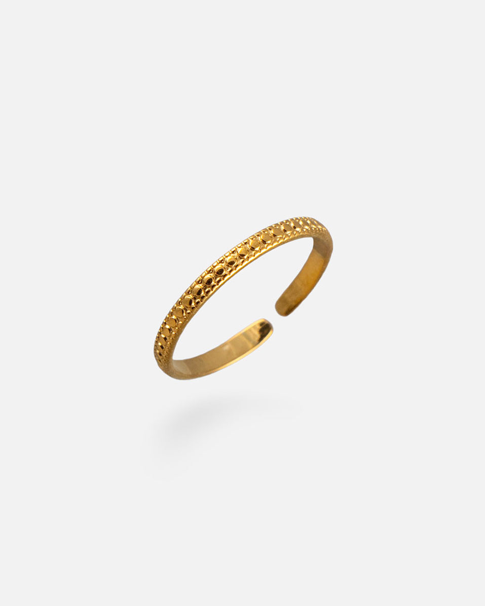 Ring Reef Gold aus 18K vergoldetem Edelstahl mit strukturierter Oberfläche