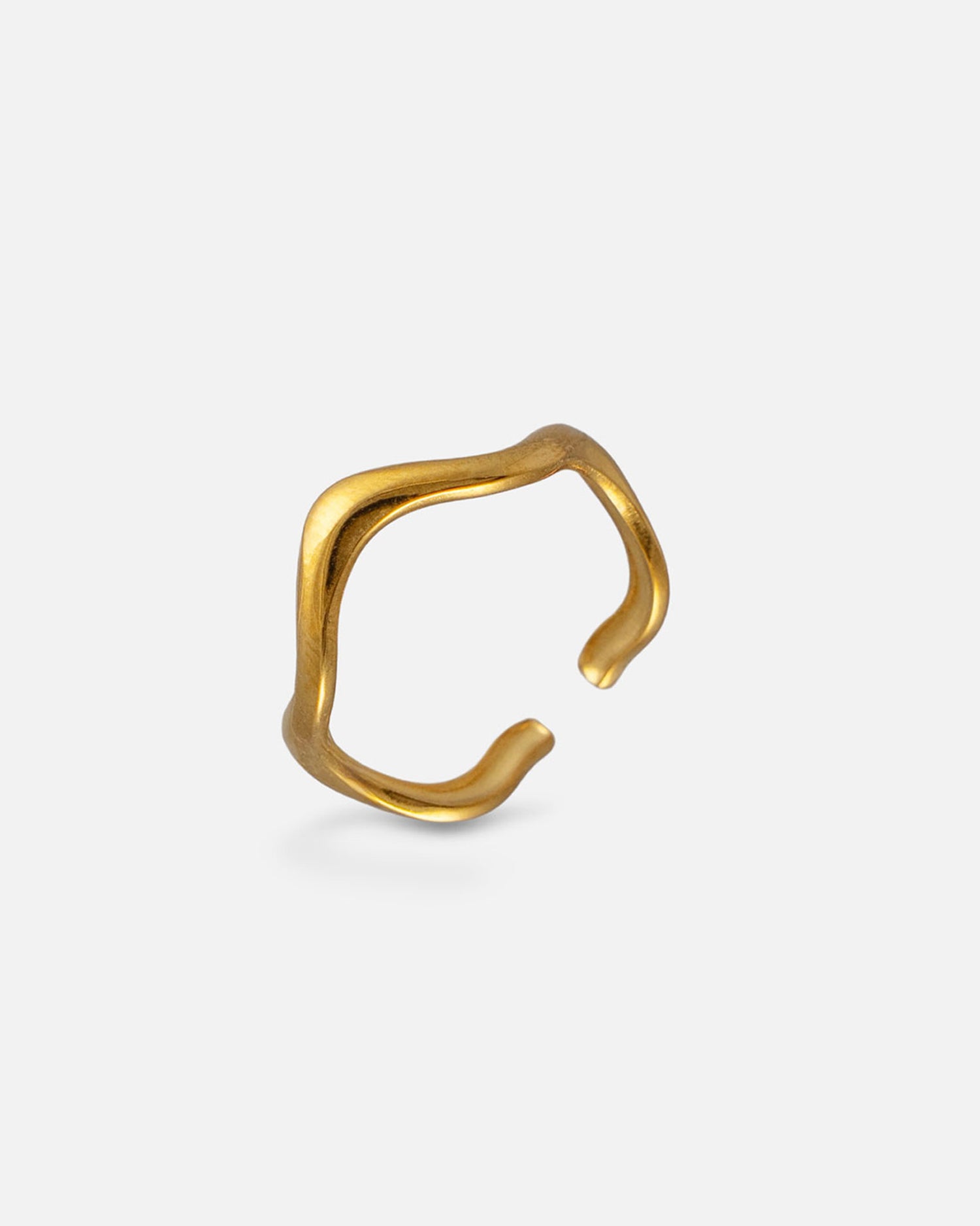 Goldener Whisper Ring aus Edelstahl – wasserfester offener Damenring im minimalistischen Design