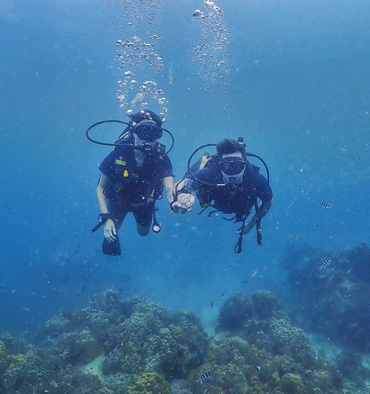 Zwei Personen am Tauchen
