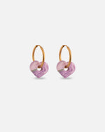 KOHO Ohrringe Anura aus recyceltem Meeresplastik und 18K vergoldetem Edelstahl – Farbe violett (Lavender Tide), Durchmesser 14mm, Reifenstärke 1.5mm, handgefertigt und wasserfest.
