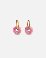 KOHO Ohrringe Mali aus recyceltem Meeresplastik und Edelstahl gold – Farbe korall rosa lachsfarben (Coral Drift), 14mm Ø, 1.5mm dick – handgemacht